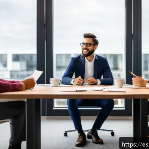 Home 30 효과적인 피드백을 위한 커뮤니케이션 기술 - A warm, modern office scene depicting a diverse team engaged in a feedback meeting. The atmosphere i...
