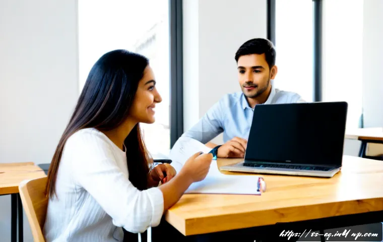 Home 30 피드백 활용을 위한 멘토링 프로그램 - Photorealistic mentoring session in a bright modern coworking space in Madrid, an experienced Hispan...